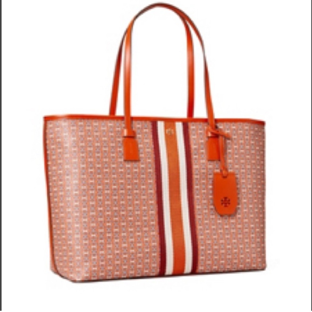Tory Burch Orange Geometric Tote Bag